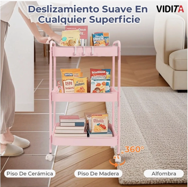 CARRITO ORGANIZADOR METAL 3 NIVELES - 6