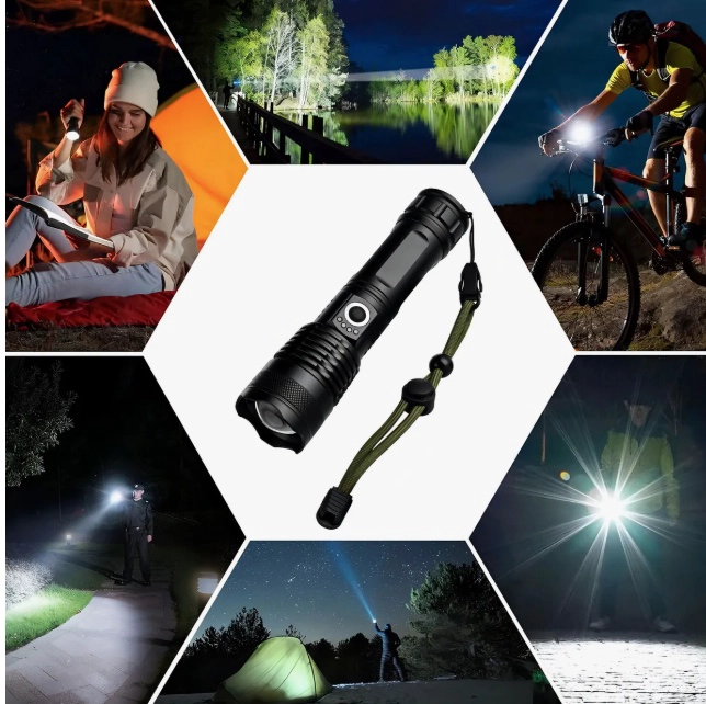 LINTERNA LED ZOOM TACTICA RECARGABLE - 2