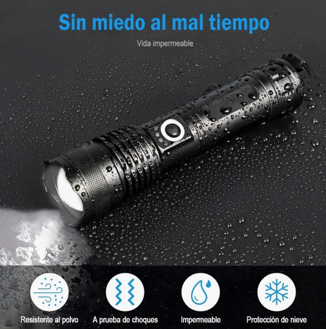 LINTERNA LED ZOOM TACTICA RECARGABLE - 5
