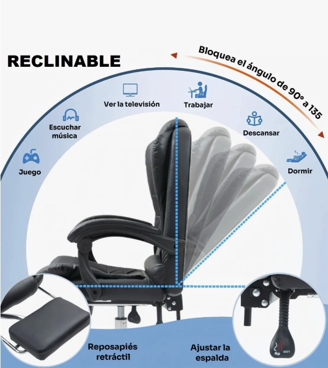 SILLA EJECUTIVA RECLINABLE MASAJEADOR - 3
