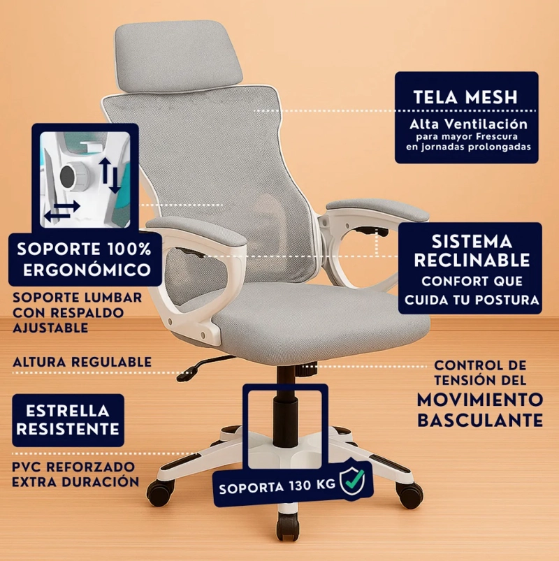 SILLA OFICINA ESCRITORIO REGULABLE - 4