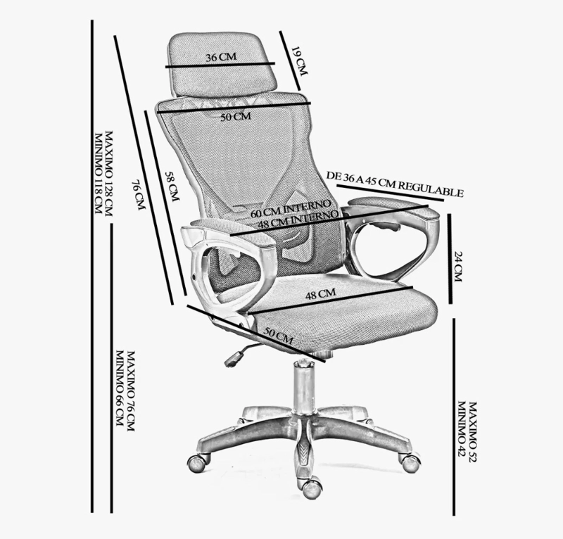 SILLA OFICINA ESCRITORIO REGULABLE - 5