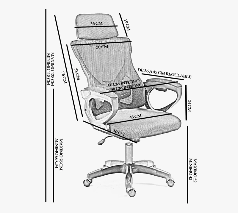 SILLA OFICINA ESCRITORIO REGULABLE - 5