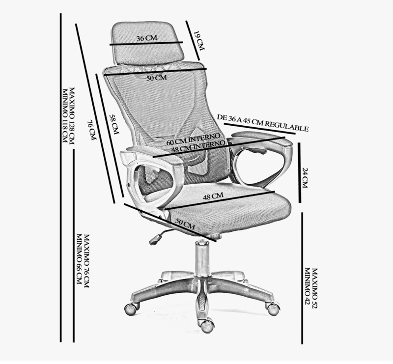 SILLA OFICINA ESCRITORIO REGULABLE - 6