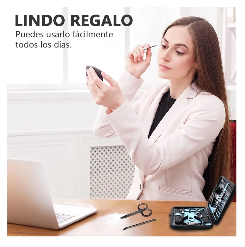 SET MANICURE PROFESIONAL 25 PIEZAS CELESTE - 5