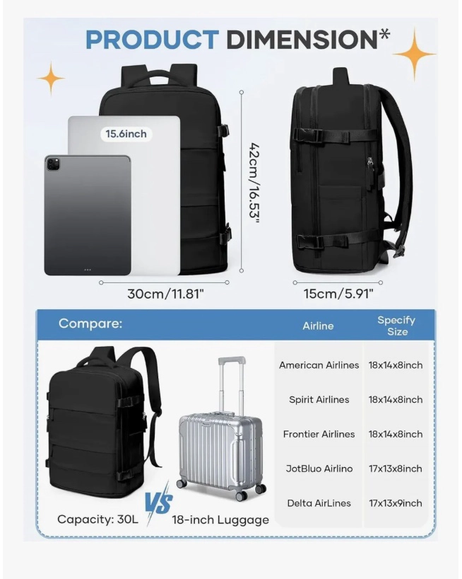 MOCHILA DE VIAJE MULTIFUNCIONAL 30LTS - 4