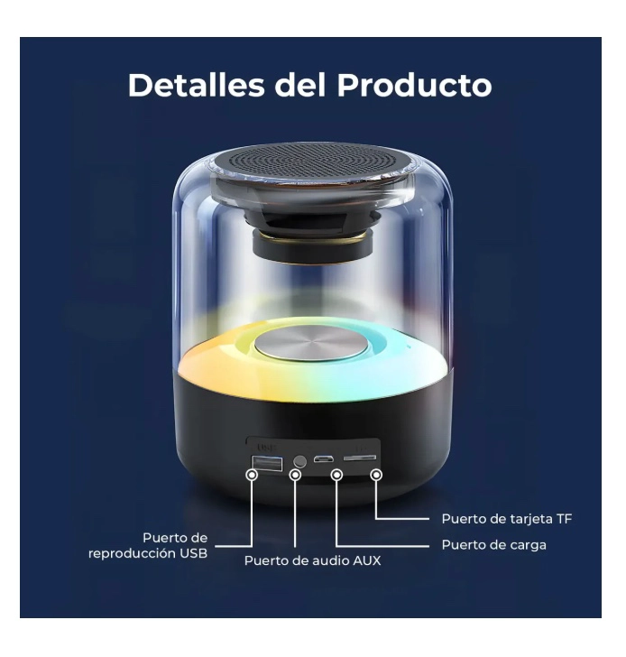 PARLANTE BLUETOOTH PORTATIL RGB - 8