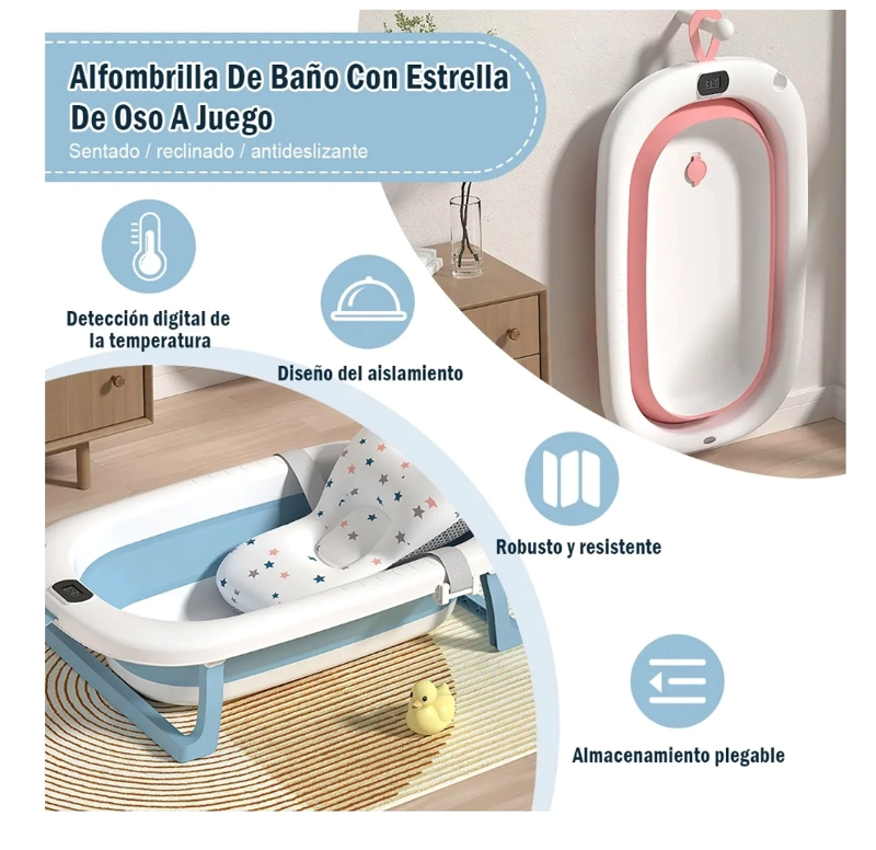 TINA BEBE BAÑERA PLEGABLE CON TERMOMETRO - 4