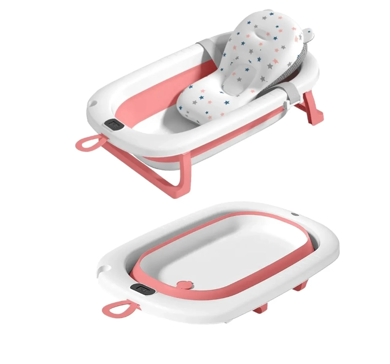 BAÑERA BEBE PLEGABLE PORTATIL CON COJIN TERMOMETRO - 2