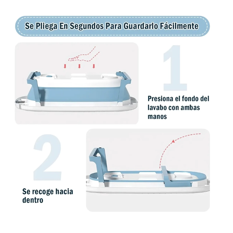 BAÑERA BEBE PLEGABLE PORTATIL CON COJIN TERMOMETRO - 6