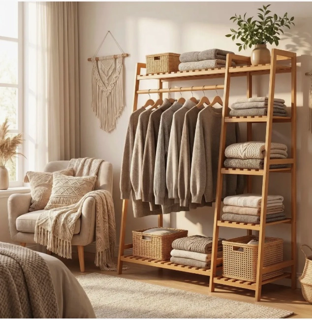 PERCHERO COLGADOR DE MADERA 110CM - 4