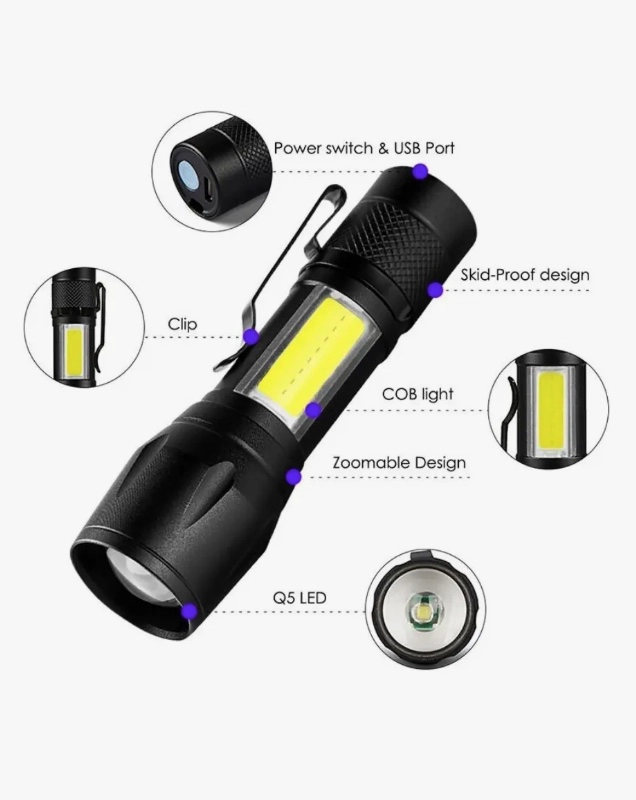 2X MINI LINTERNA LED TACTICA LINTERNA RECARGABLE - 7