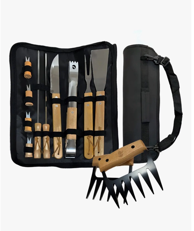 PACK SET ASADO PARRILLA 10 UDS + 2 GARRAS DE OSO - 1