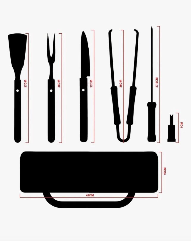 PACK SET ASADO PARRILLA 10 UDS + 2 GARRAS DE OSO - 6