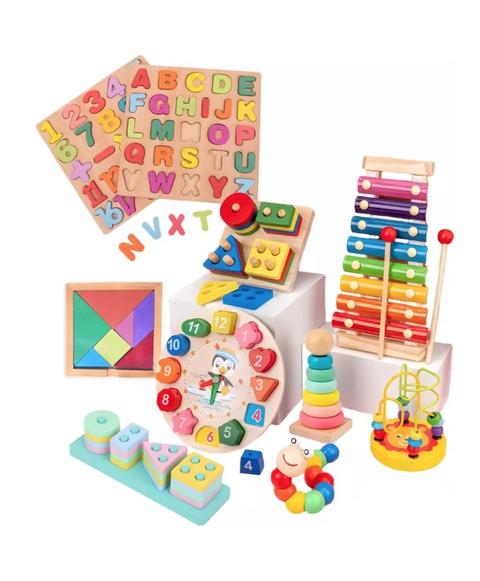 PACK 10 JUGUETES DIDACTICOS DE MADERA MONTESSORI - 1