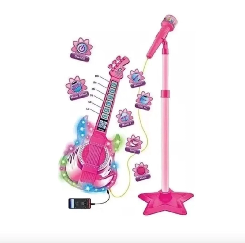 MICROFONO KARAOKE GUITARRA ROCK CON MP3 PARA NIÑOS - 2