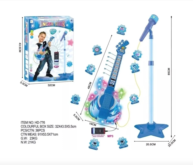 MICROFONO KARAOKE GUITARRA ROCK CON MP3 PARA NIÑOS - 2