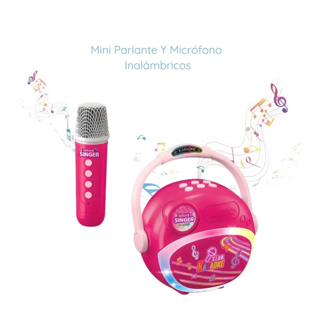 MICROFONO PARLANTE INALAMBRICO KARAOKE LUCES Y SONIDO - 3