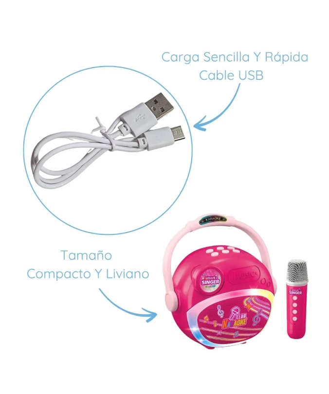 MICROFONO PARLANTE INALAMBRICO KARAOKE LUCES Y SONIDO - 5