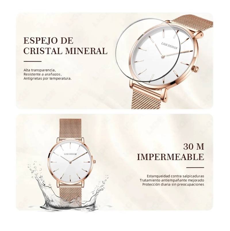 RELOJ CUARZO MALLA ACERO - 6