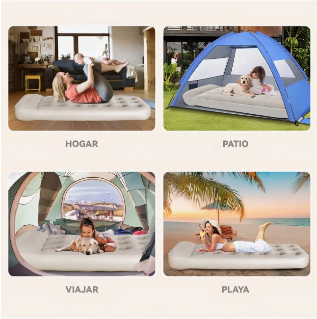 COLCHON INFLABLE 1 PLAZA CON INFLADOR - 5