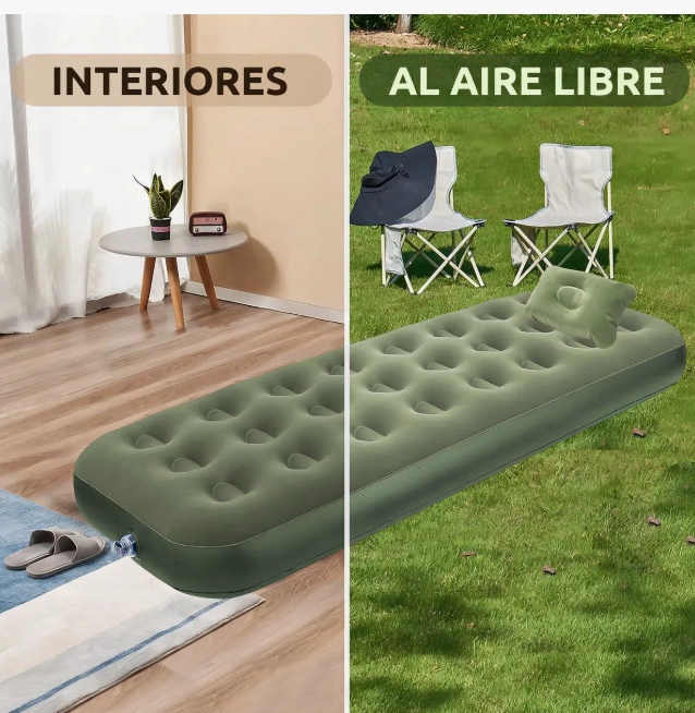 COLCHON INFLABLE INDIVIDUAL 1 PLAZA CON ALMOHADA - 3