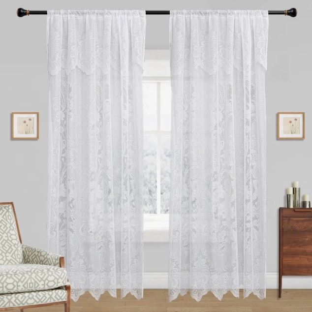VISILLO HECHA ENCAJE CON PASA TUBO 140X200CM 2 PAÑOS - 2