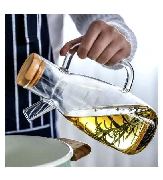 ACEITERA DE VIDRIO GRADUADA 900ML CON TAPA - 2