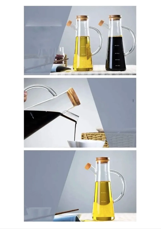 ACEITERA DE VIDRIO GRADUADA 900ML CON TAPA - 7