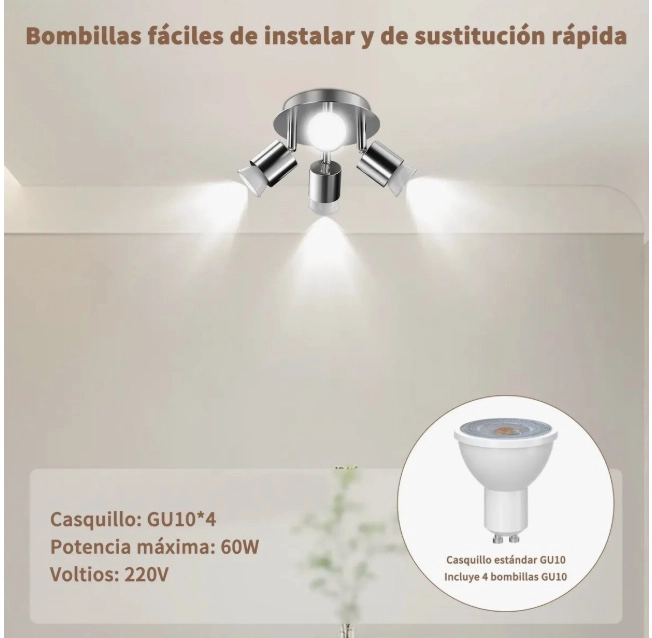 LAMPARA DE TECHO ORBICULAR 4 FOCO LED - 5
