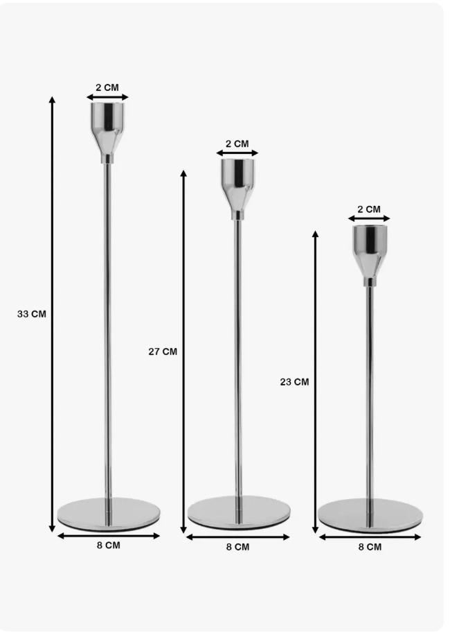 SET 3 CANDELABROS PORTA VELAS PLATEADO - 2