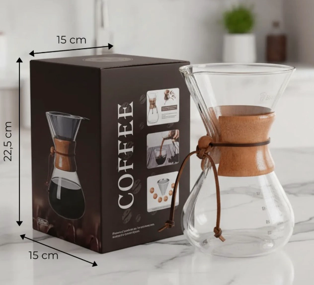 CAFETERA TIPO CHEMEX DE VIDRIO POR GOTEO - 3