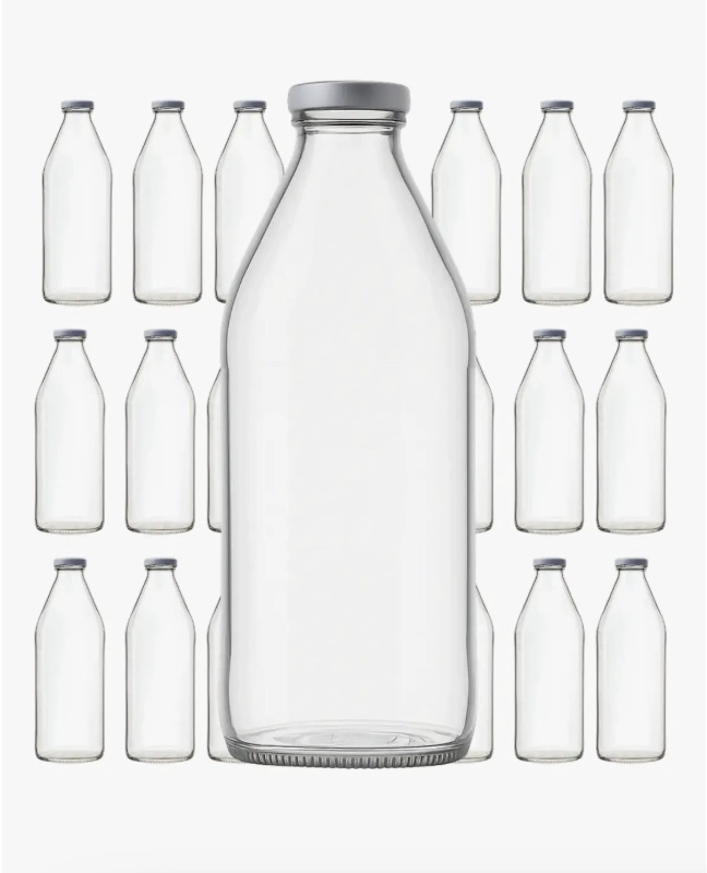 PACK 22 BOTELLAS VIDRIO 1000ML CON TAPA - 1