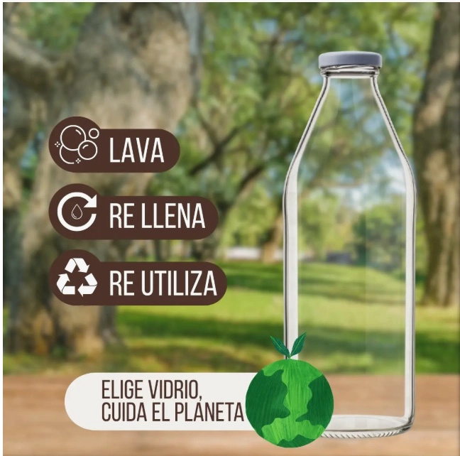 PACK 22 BOTELLAS VIDRIO 1000ML CON TAPA - 5