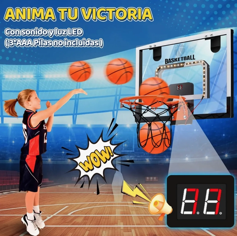 TABLERO DE BASQUETBOL NIÑOS CON CONTADOR ELECTRONICO - 6