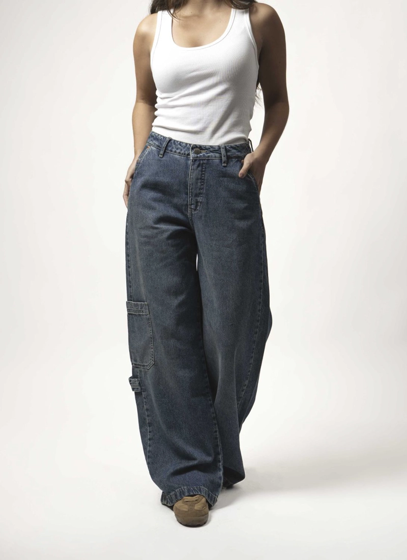 JEANS MIRANDA EXTRA BAGGY AZUL CONTRASTE AMARILLO MOMCHIC AZUL - 1