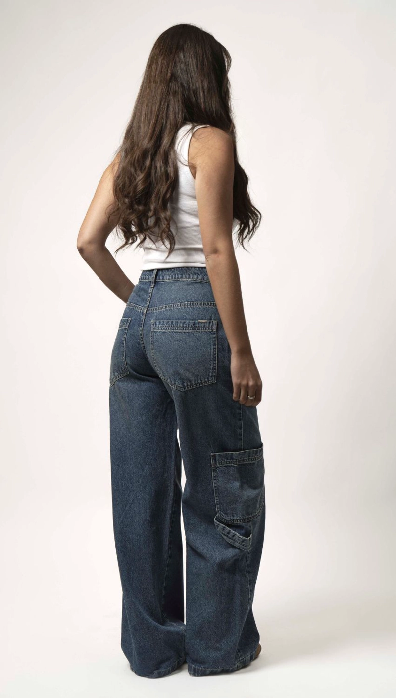 JEANS MIRANDA EXTRA BAGGY AZUL CONTRASTE AMARILLO MOMCHIC AZUL - 3