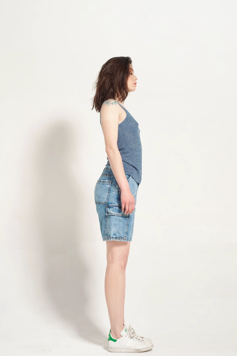 SHORT CARGO AZUL BOLSILLOS MOMCHIC AZUL - 4
