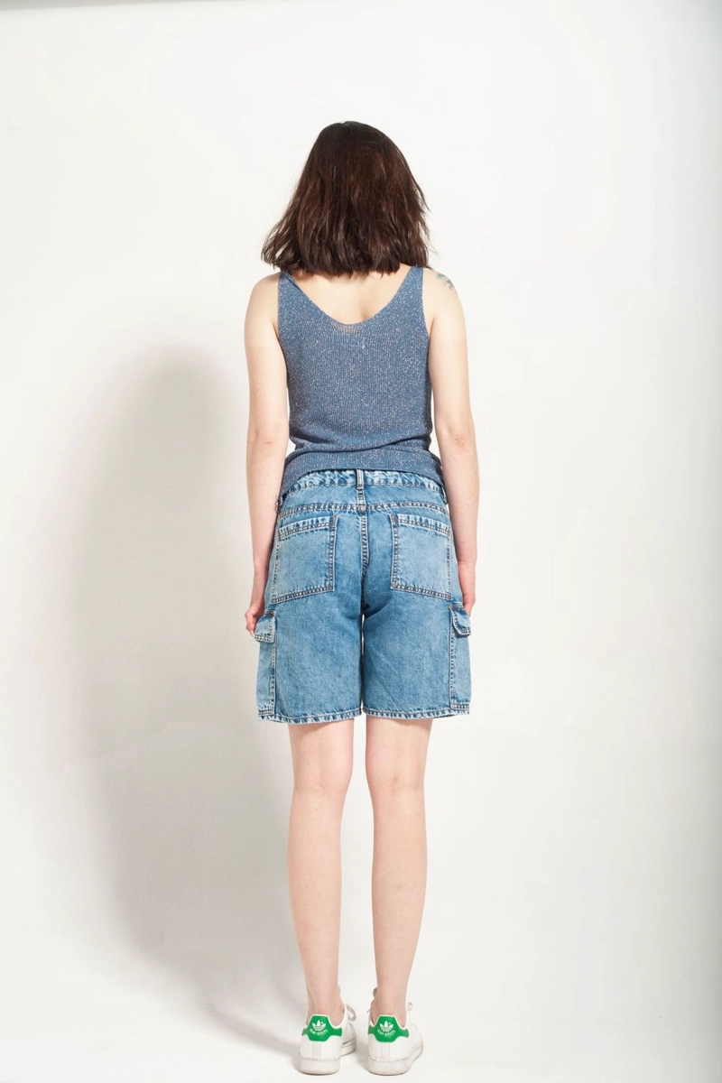SHORT CARGO AZUL BOLSILLOS MOMCHIC AZUL - 2