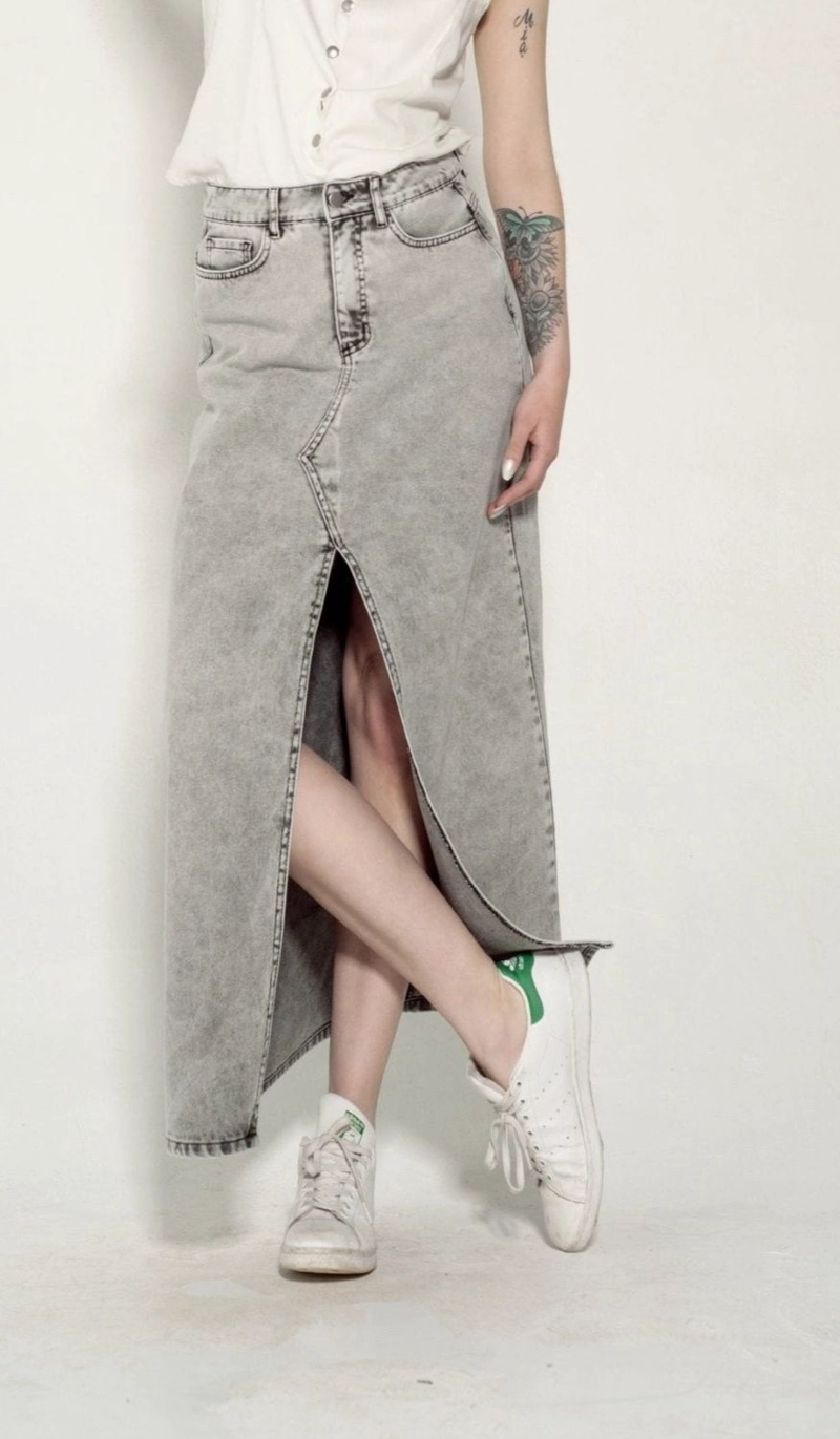 FALDA EVASE LARGA GRIS MOMCHIC GRIS - 1