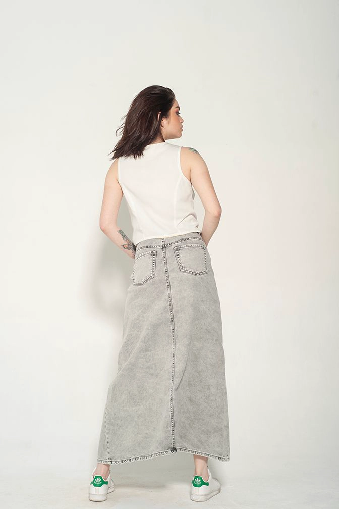 FALDA EVASE LARGA GRIS MOMCHIC GRIS - 2