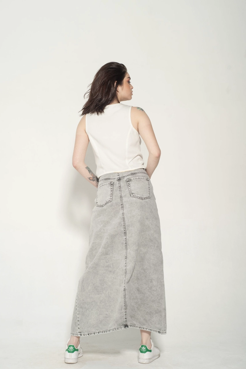 FALDA EVASE LARGA GRIS MOMCHIC GRIS - 3