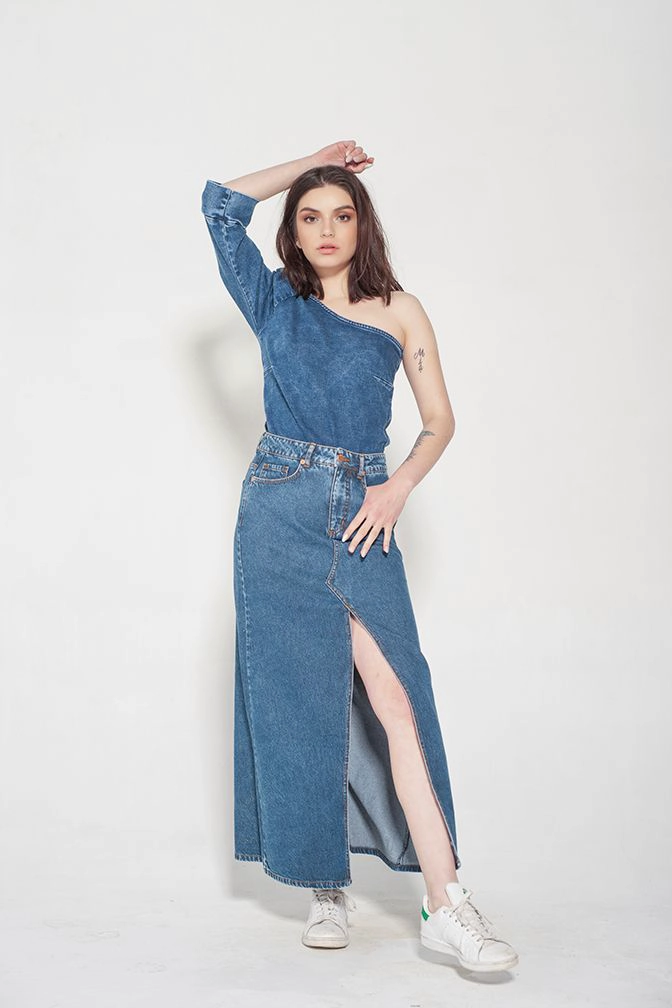 FALDA LARGA EVASE AZUL MOMCHIC AZUL - 2