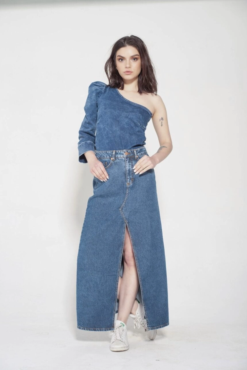 FALDA LARGA EVASE AZUL MOMCHIC AZUL - 3