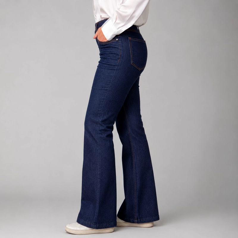 JEANS FLARE PEPPA RAW MOMCHIC AZUL - 1