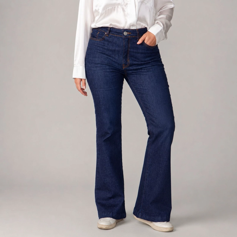 JEANS FLARE PEPPA RAW MOMCHIC AZUL - 2
