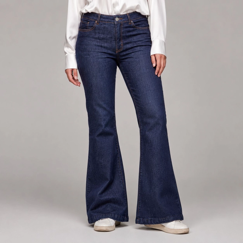 JEANS FLARE PEPPA RAW MOMCHIC AZUL - 4