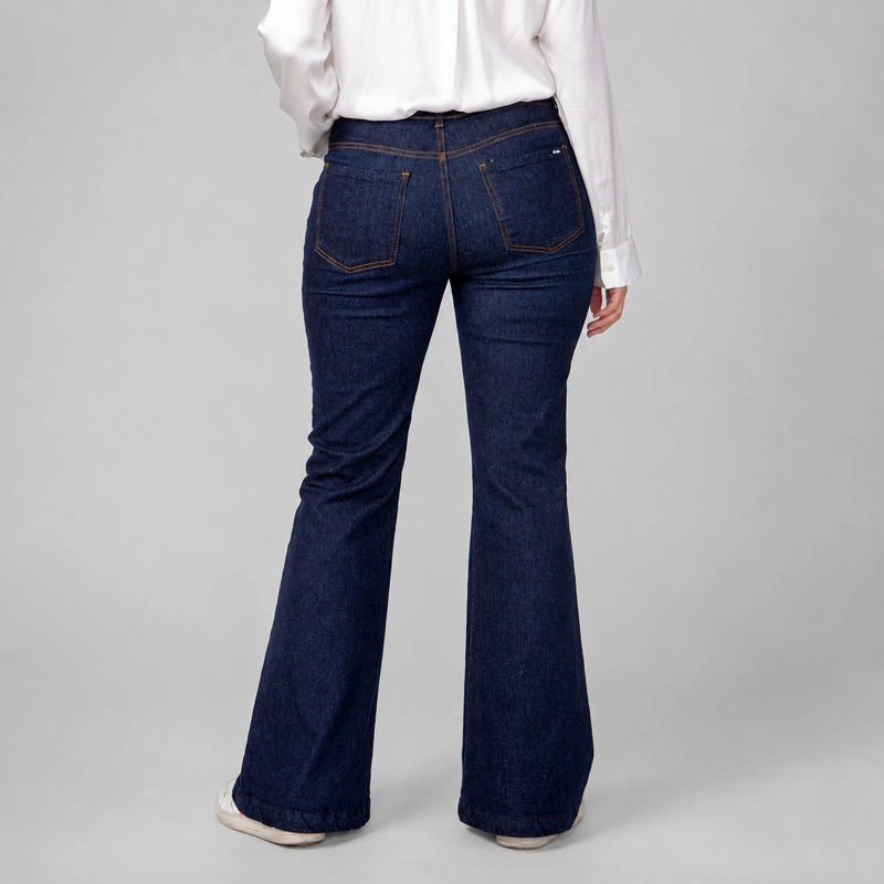 JEANS FLARE PEPPA RAW MOMCHIC AZUL - 5