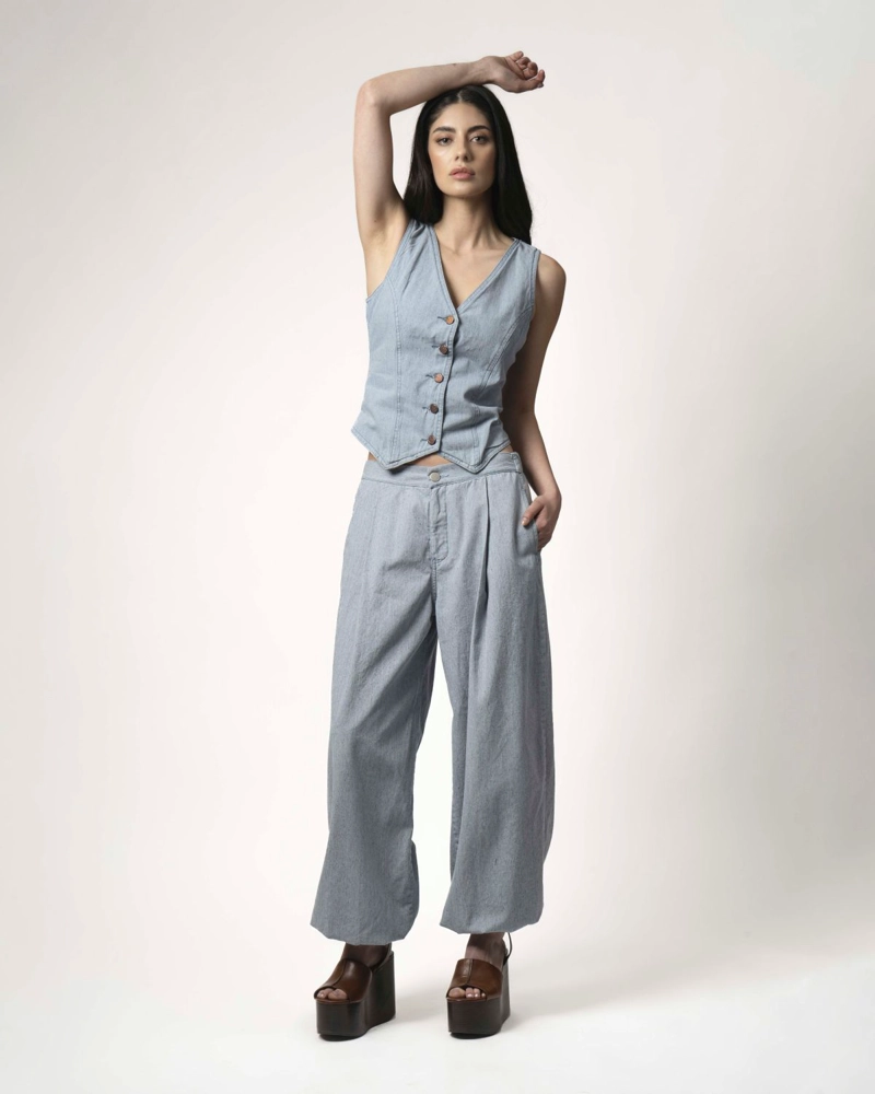 PANTALON DENIM BALLOON MOMCHIC CELESTE - 2