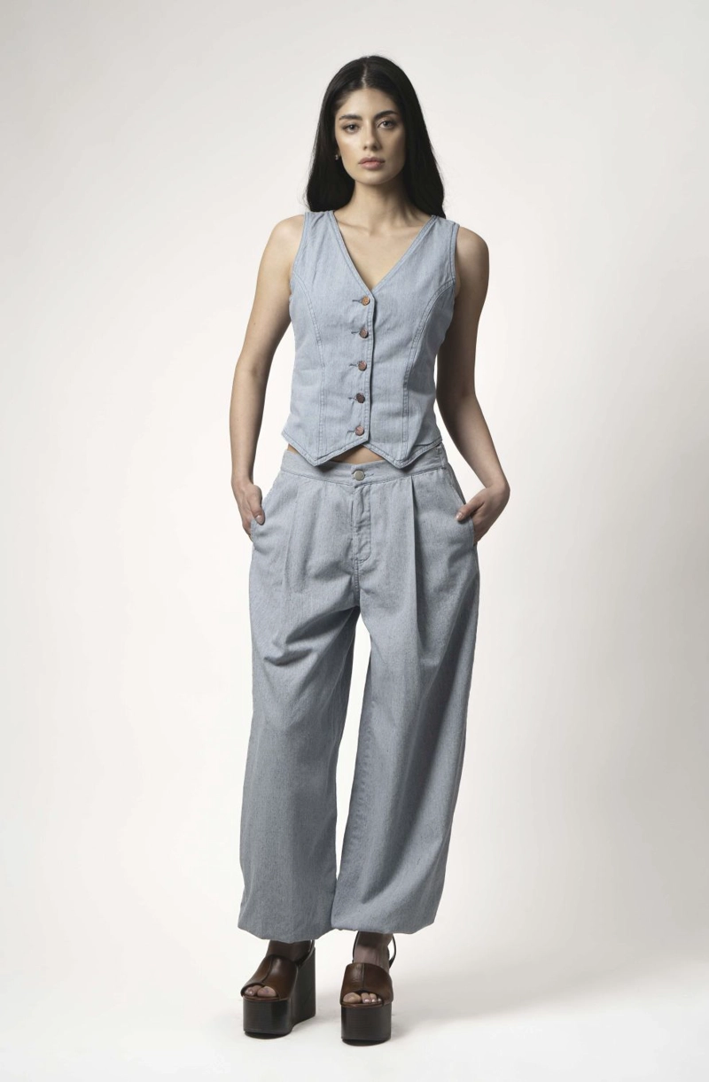 PANTALON DENIM BALLOON MOMCHIC CELESTE - 3